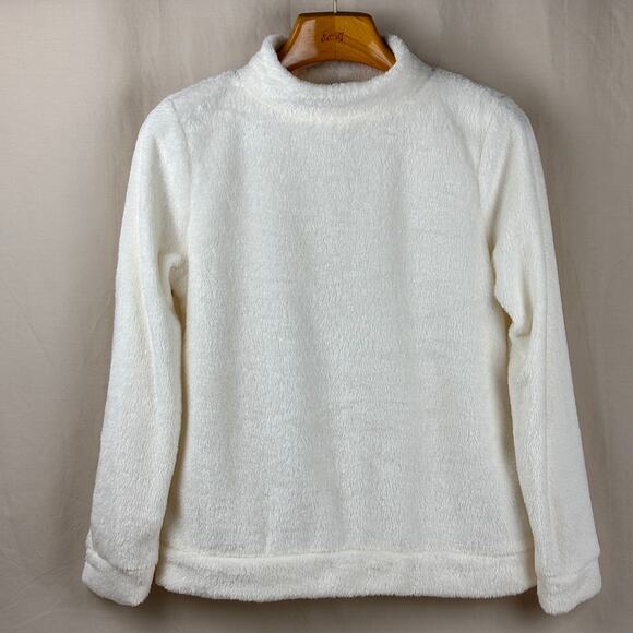 Talbots Size Small Funnel Neck Pullover Sweater Ivory Off-White Cozy Soft Plush - Picture 1 of 11